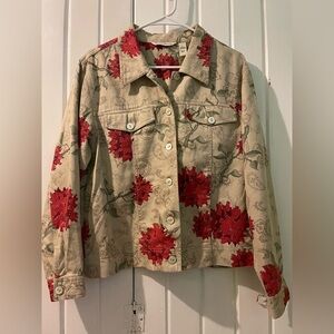 French Laundry linen blend floral jacket-large like new
